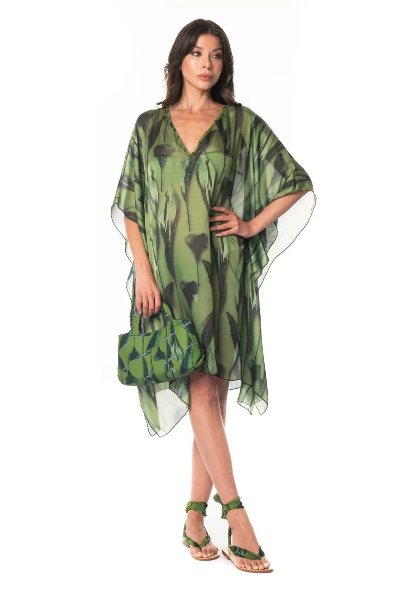 Botanical Breeze Sheer Kaftan – Tropical Green