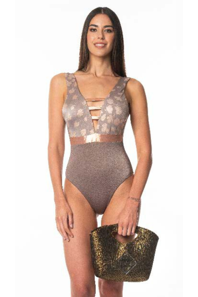 Glam Bronze One-Piece Swimsuit