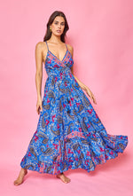 Maxi Blue Silk Strappy Dress