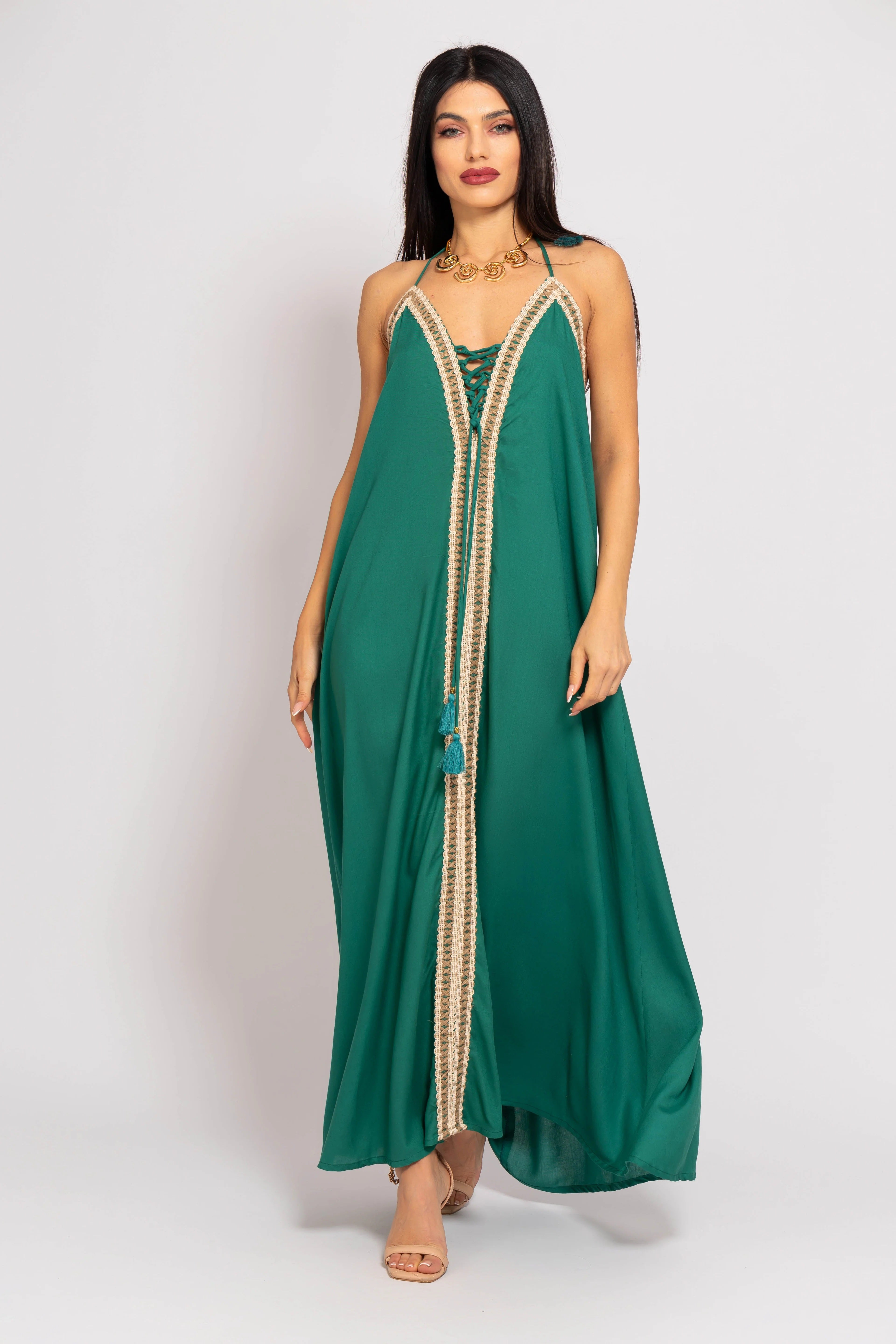 Emerald Green Crochet-Trim Maxi Dress – Mar Y Sol Boutique