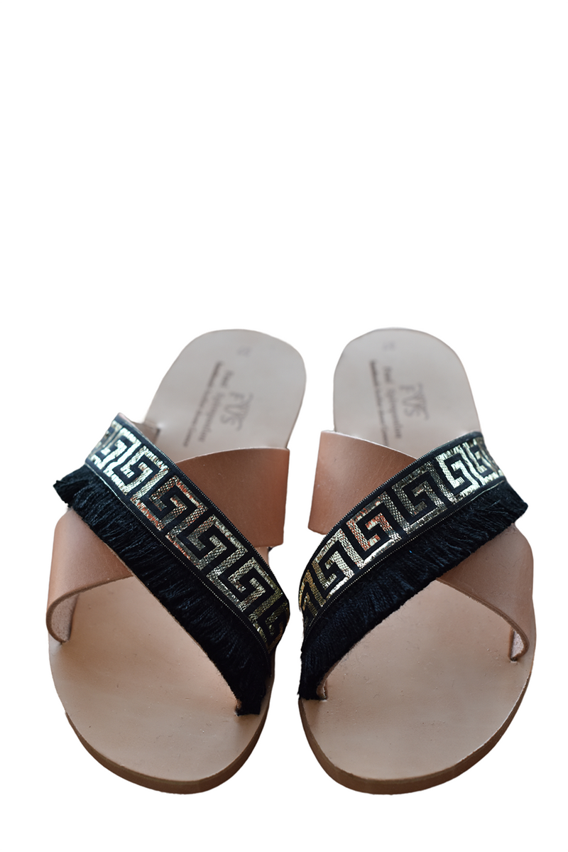 Handmade Natural Leather Criss Cross Sandals