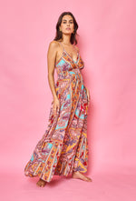 Maxi Multi Paisley Print Silk Strappy Dress