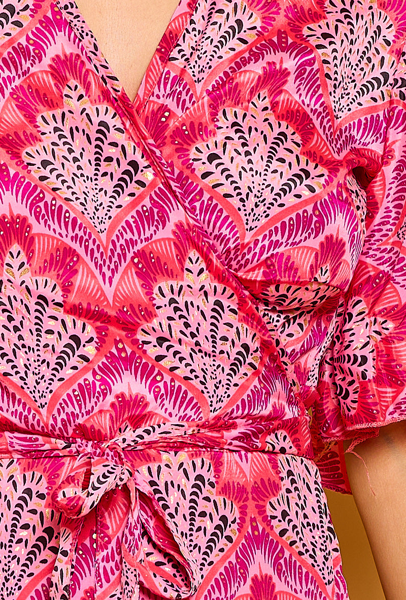 Pink Wrap Silk Dress