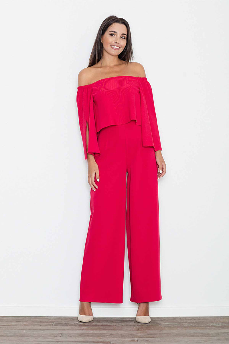 Off Shoulders Red Jumpsuit - So Chic Boutique