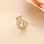 Gold Plated Hollow White Enamel Ring