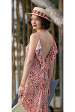 Red Print Open Back Maxi Dress