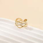 Gold Plated Hollow White Enamel Ring