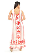 Red Maxi Cotton Print Dress