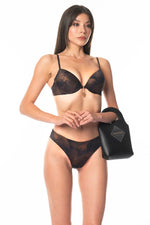 Midnight Palm Push-Up Bikini – Black & Bronze