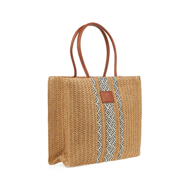 Beige Straw Tote Bag