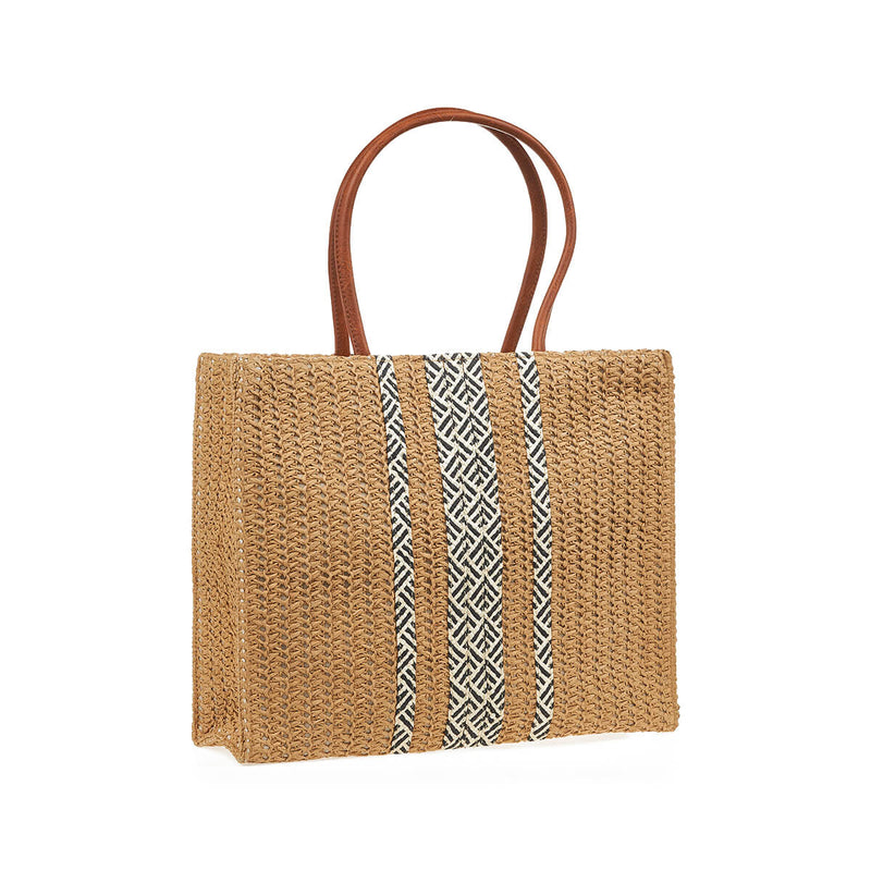 Beige Straw Tote Bag