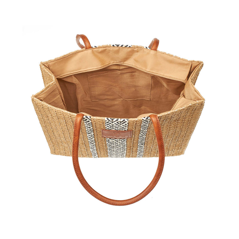 Beige Straw Tote Bag