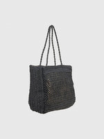 Black Straw Tote Bag