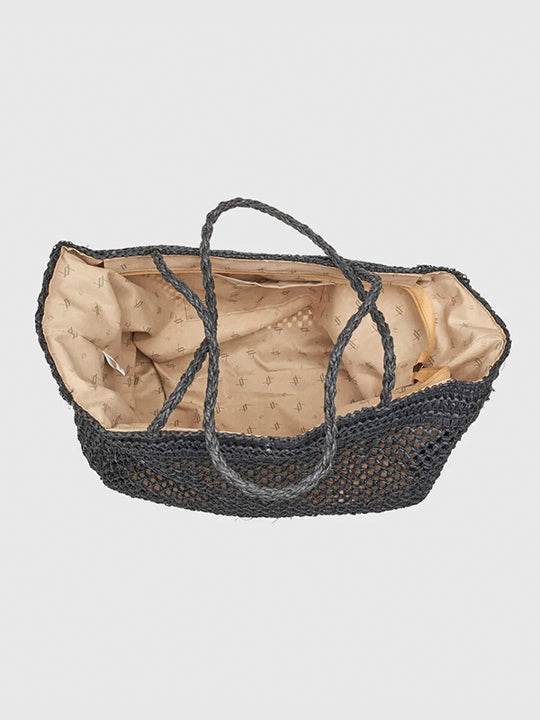 Black Straw Tote Bag