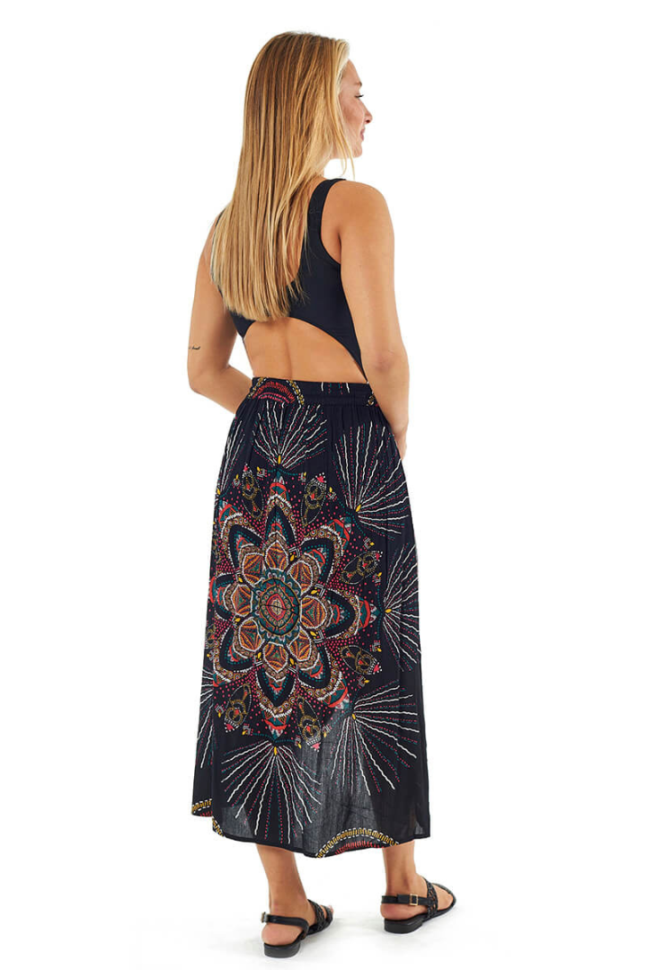 Black Viscose Wrap Skirt