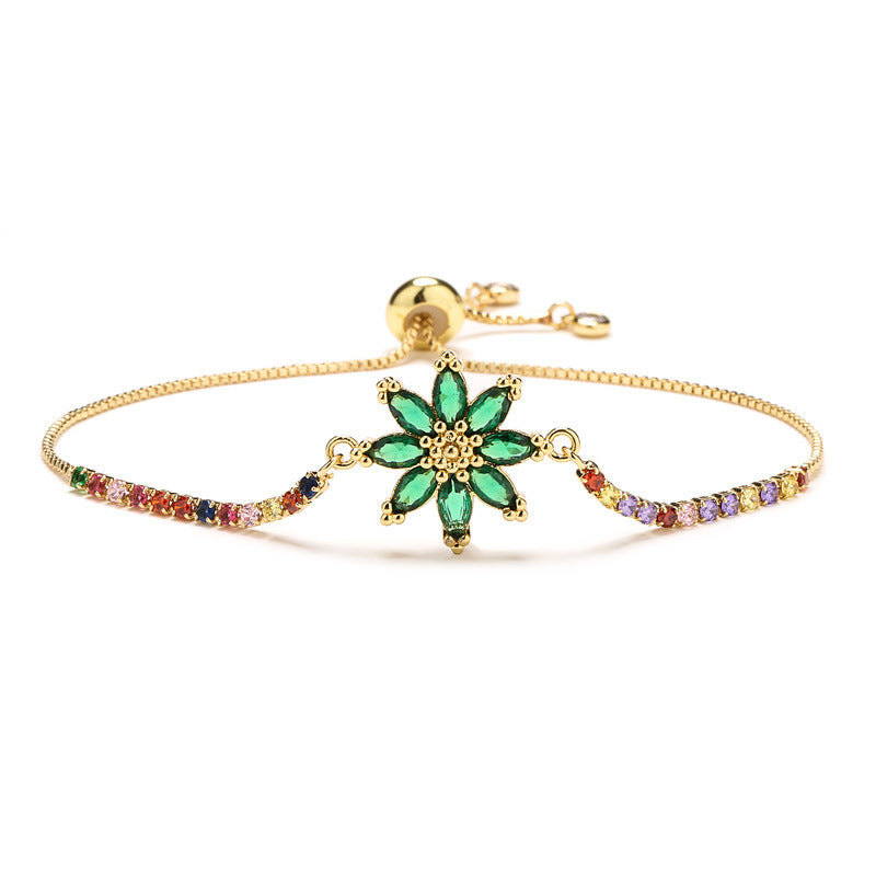 Emerald Green Flower Zircon Bracelet