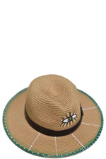 Hand Painted Beige Straw Hat