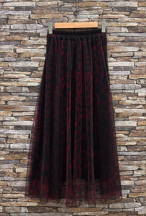 Maxi Bordeaux Tulle Skirt