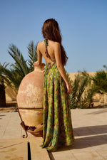 Green Maxi Silk Dress With Lurex Details