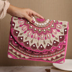 Beaded Handmade Pink Clutch Bag