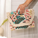 Off White Handmade Embroidered Clutch Bag
