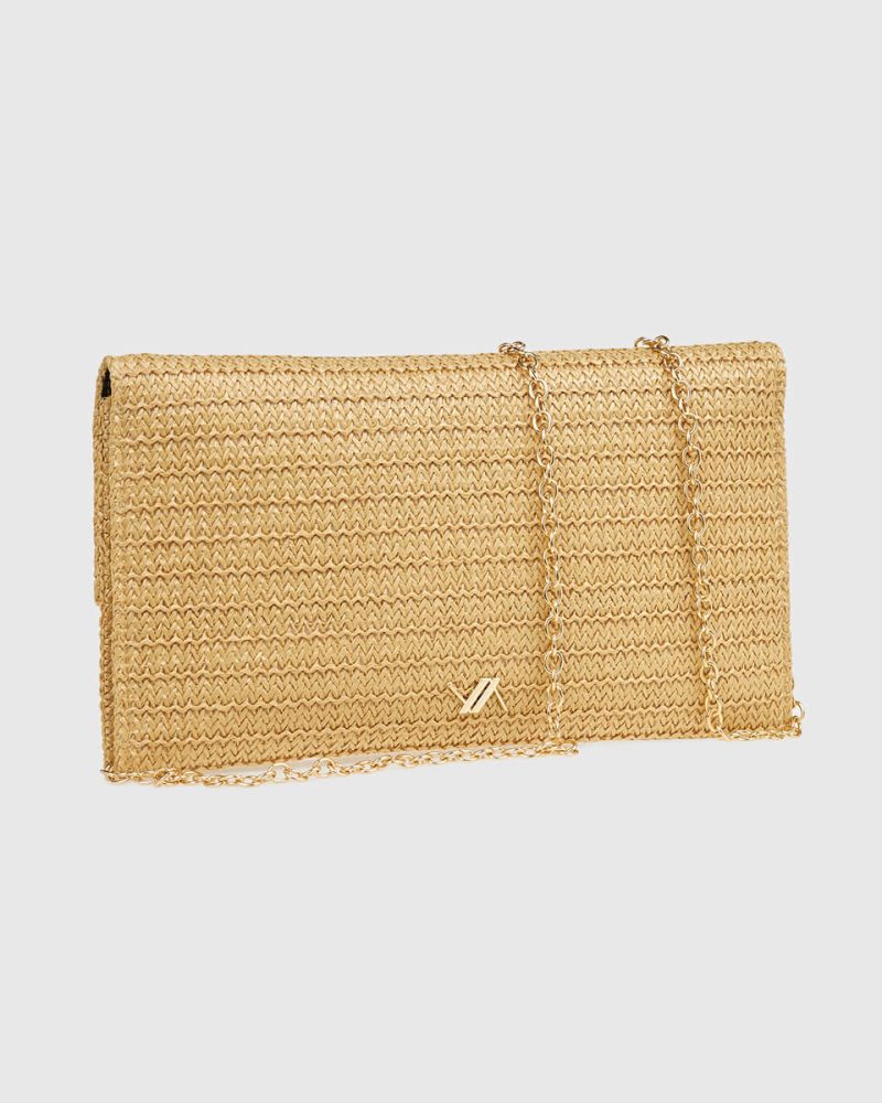 Beige Straw Envelope Bag