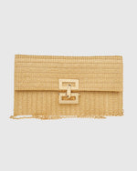 Beige Straw Envelope Bag