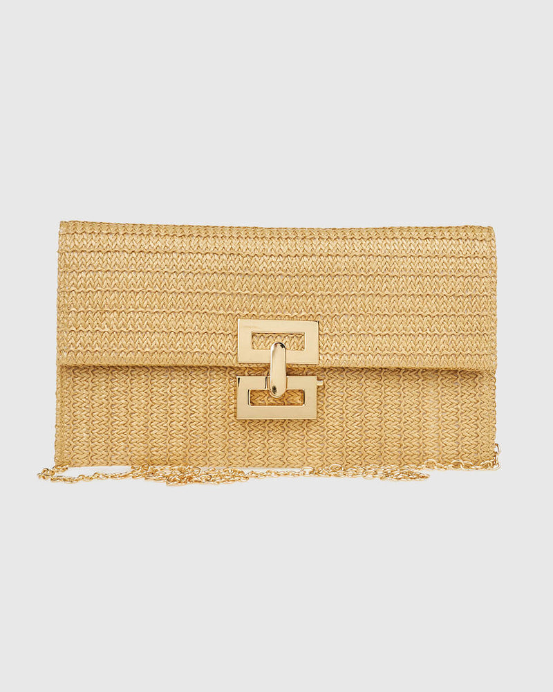 Beige Straw Envelope Bag