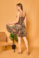 Mini Black Floral Silk Dress