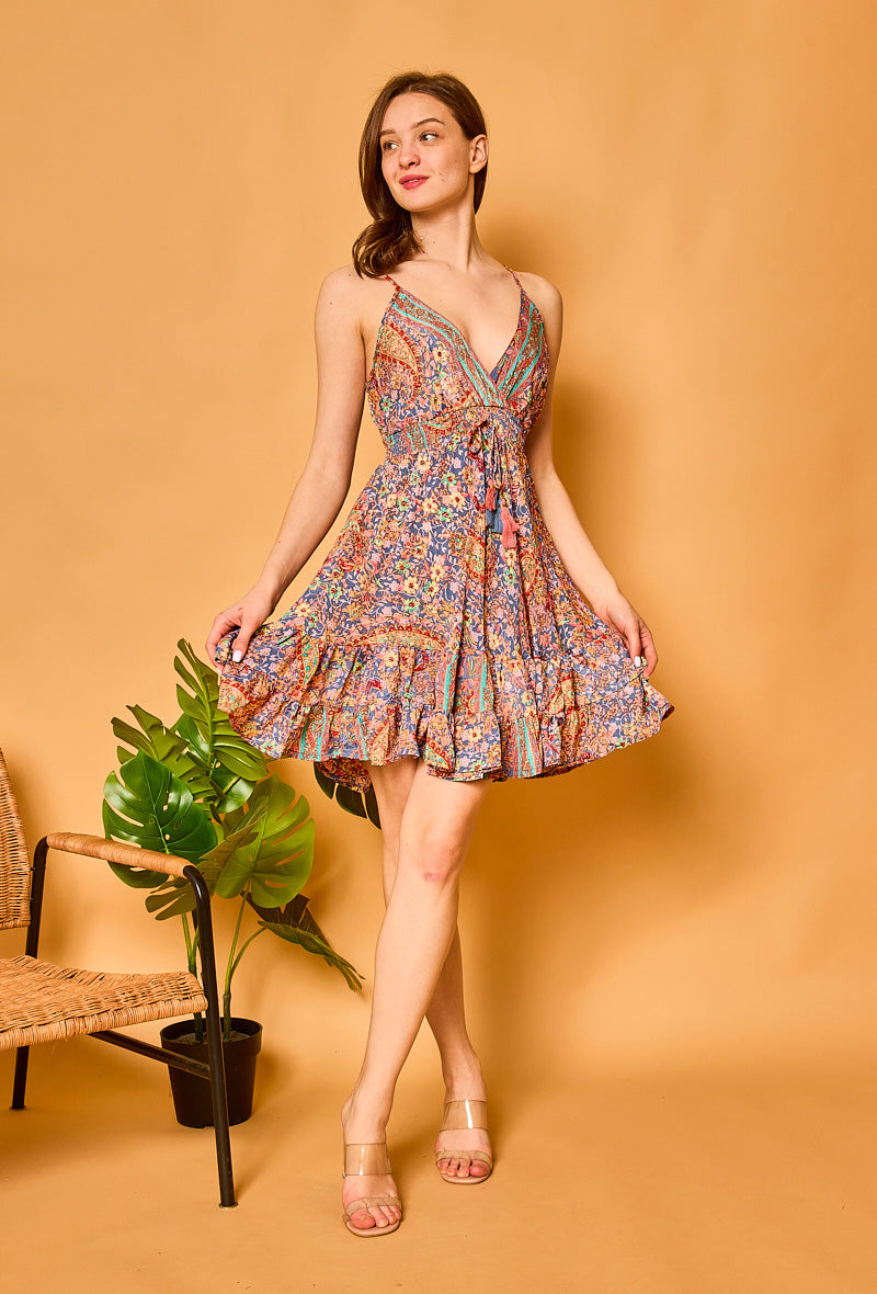 Mini Floral Silk Dress