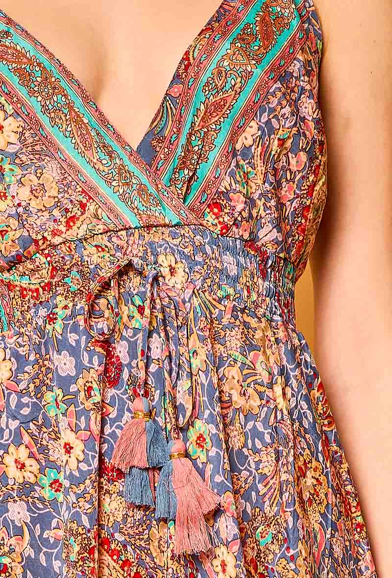 Mini Floral Silk Dress