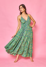 Mint Maxi Silk Dress With Lurex Details