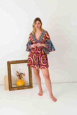 Multi Abstract Mini Print Silk Dress