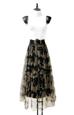 Maxi Letter Print Tulle Skirt