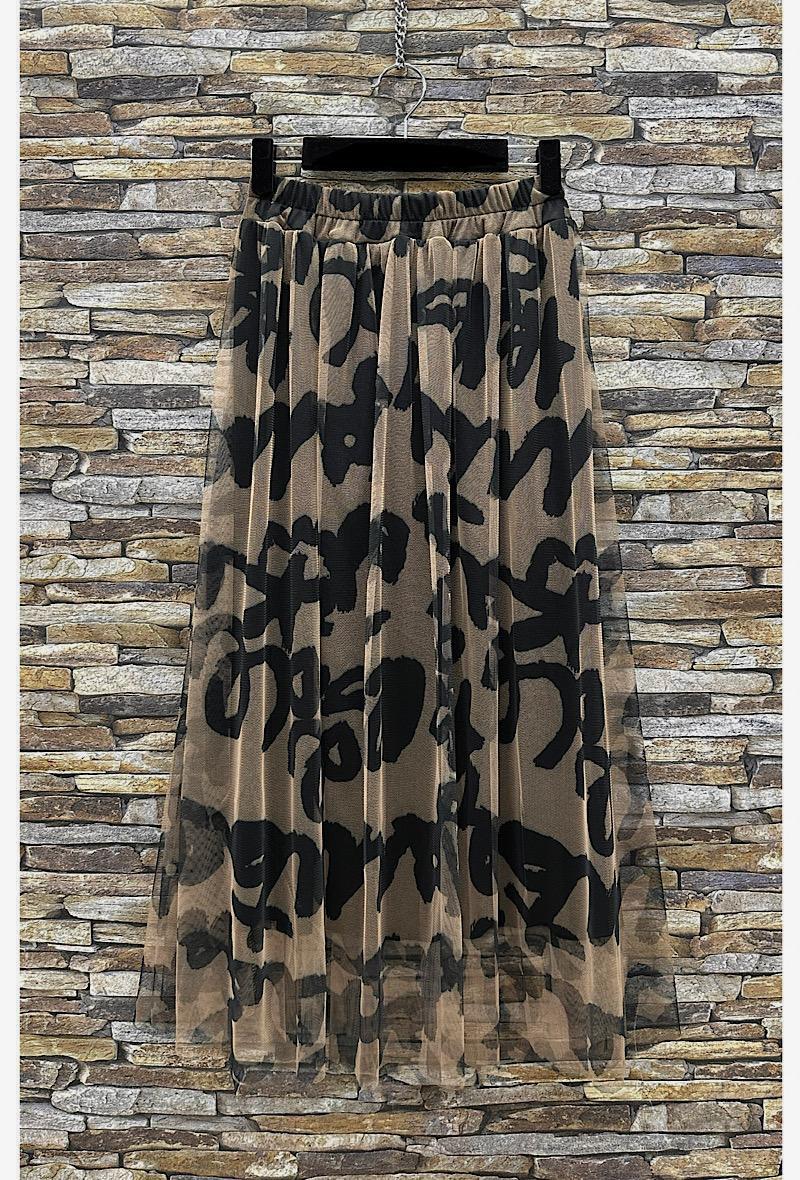 Maxi Letter Print Tulle Skirt