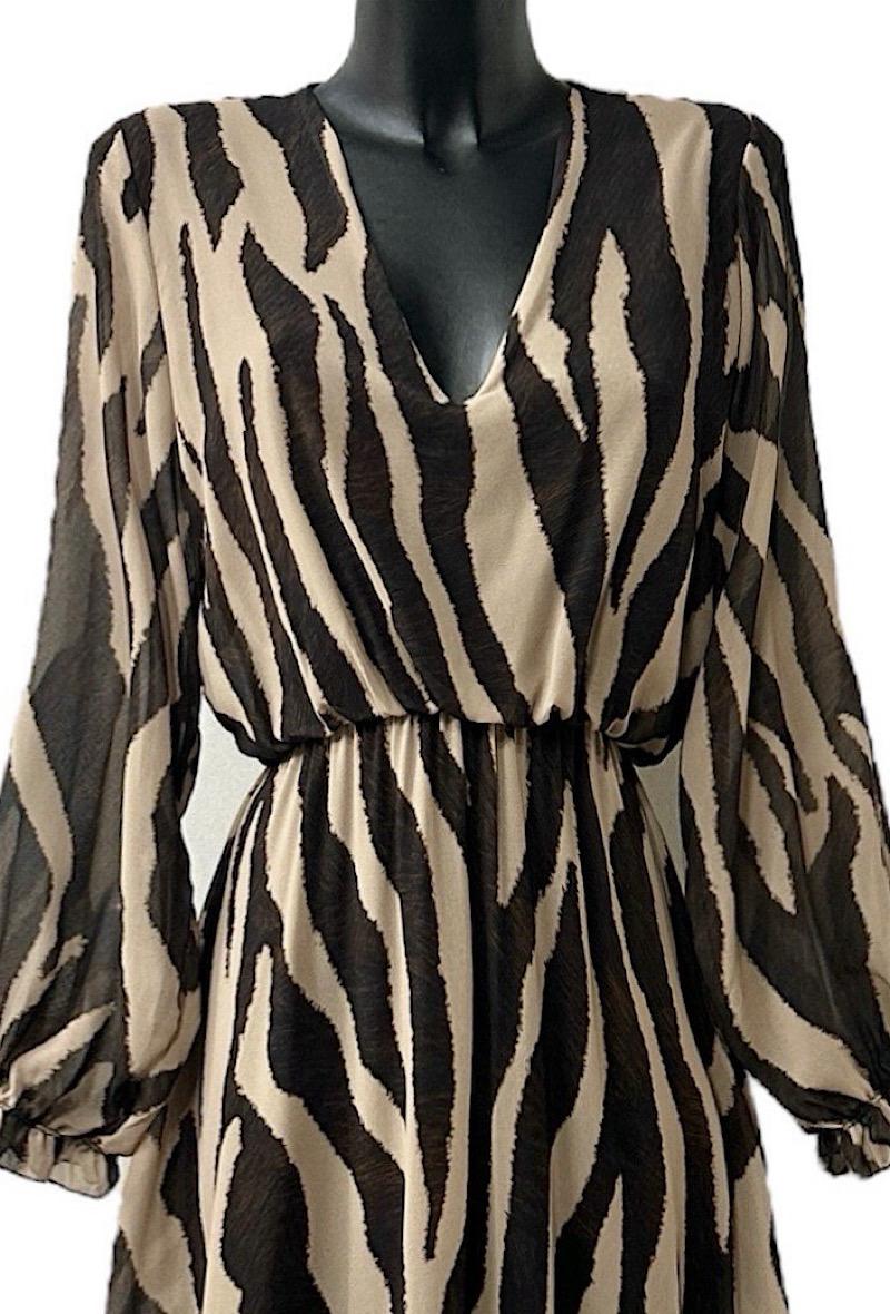 Maxi Brown Zebra Print Dress