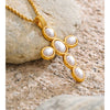 Pearls Cross Pendant Necklace