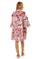 Rusty Red Floral Print Cotton Dress