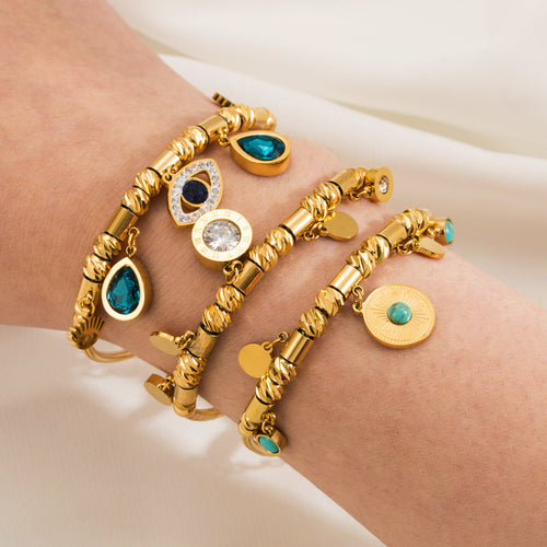 Golden Sun Charm Bracelet – Stainless Steel