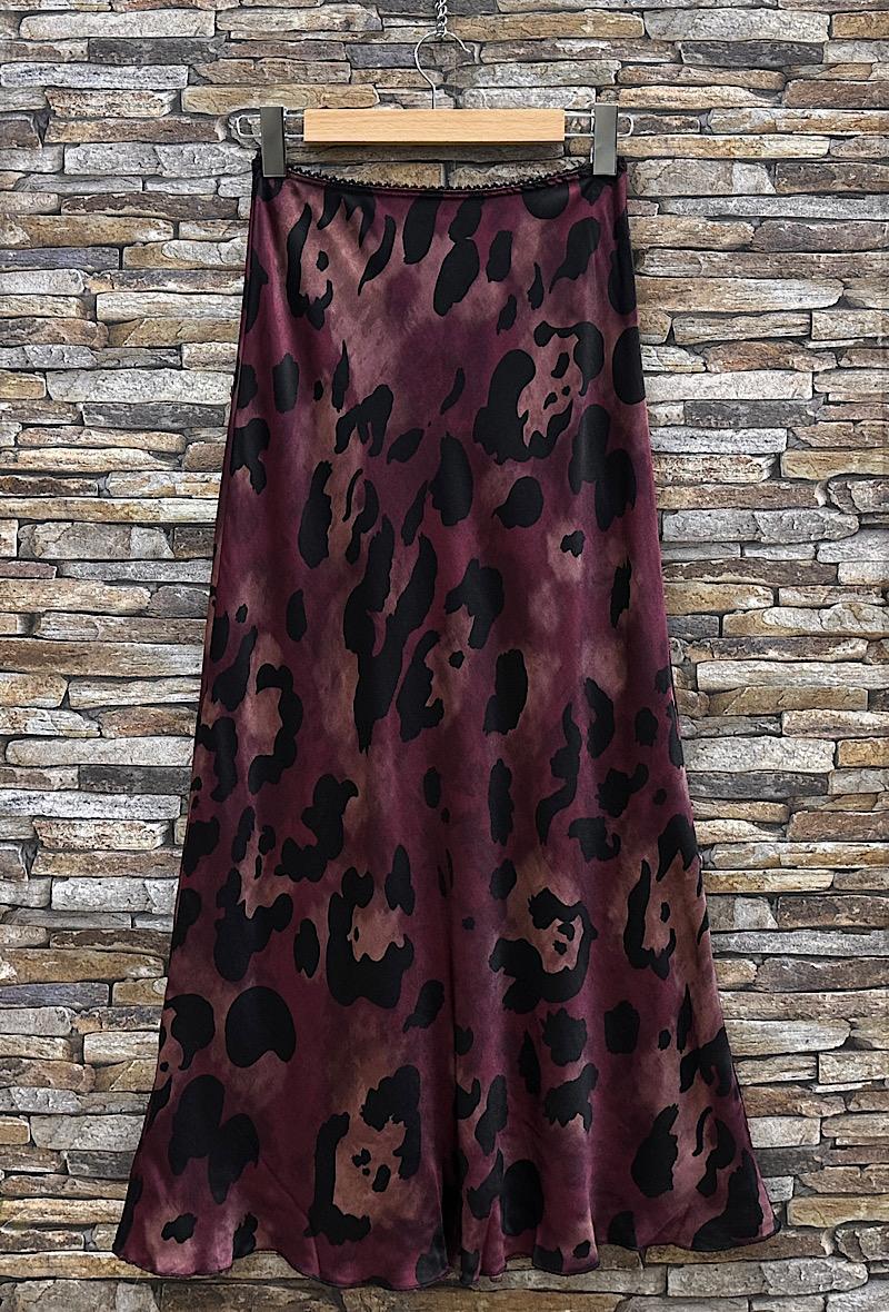 Maxi Bordeaux Animal Print Skirt