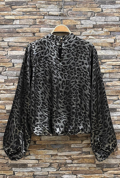 Silver Leopard Print Blouse