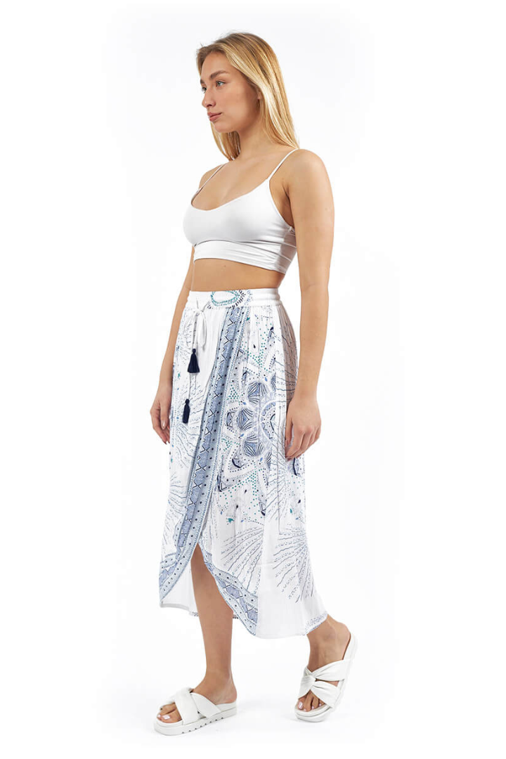 White Viscose Wrap Skirt