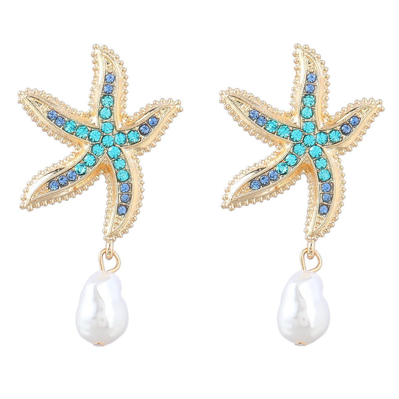 Blue Starfish Drop Earrings
