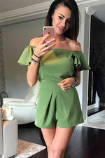 Green Off The Shoulder Playsuit - So Chic Boutique