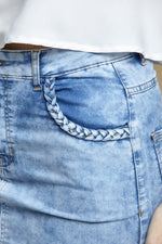Denim Skirt With Braid Detail - So Chic Boutique