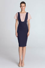 Violet Pencil Dress With Suspenders - So Chic Boutique