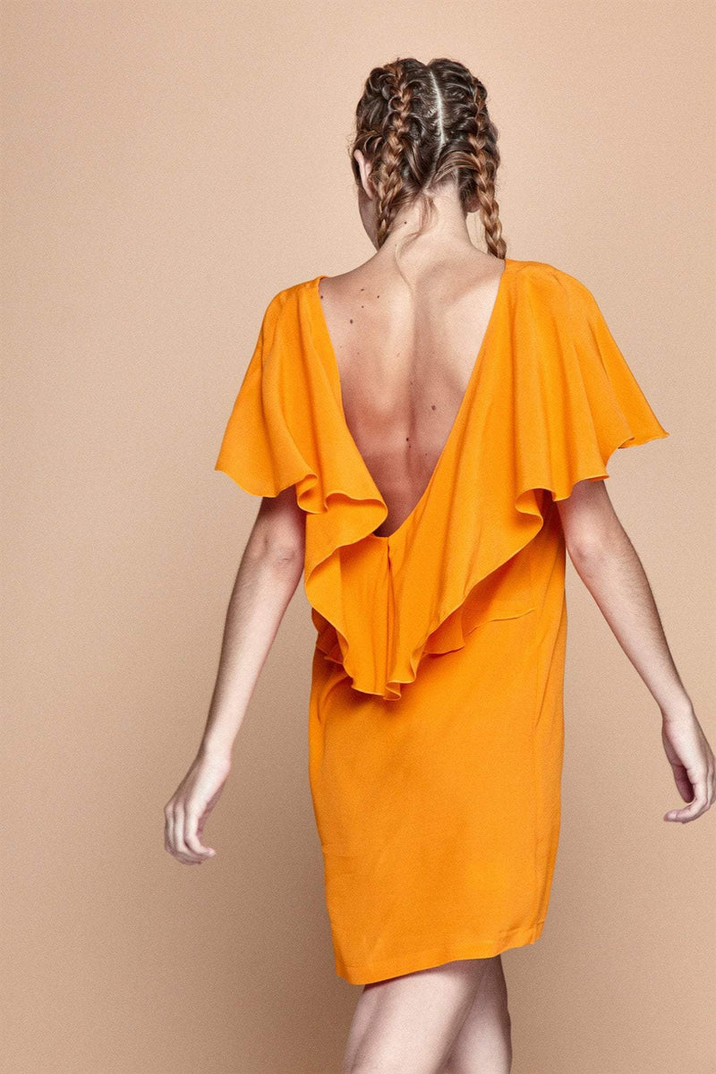 Orange Fluid Dress With An Open Back - So Chic Boutique