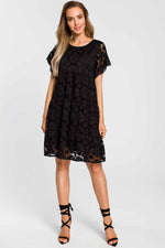 Mini Black A Line Lace Dress - So Chic Boutique