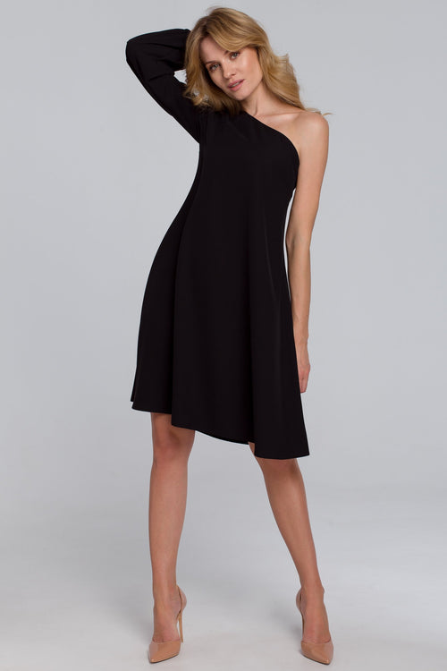One Shoulder Black Dress - So Chic Boutique