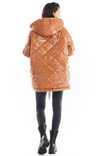 Brown Quilted Coat With A Hood - So Chic Boutique